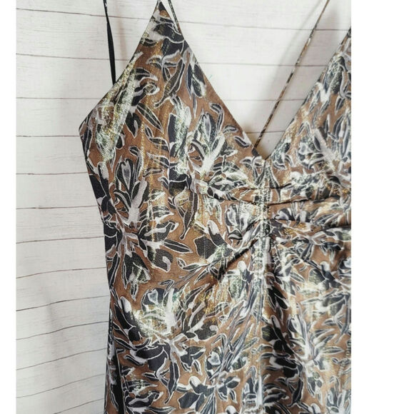 Tanya Taylor Meredith Metallic Silk Blend Maxi Dress, sz 14 - Picture 3 of 16